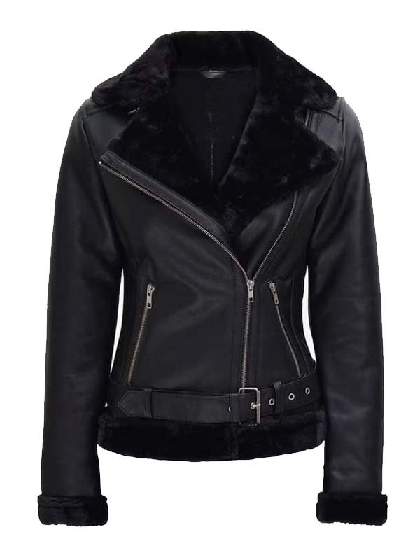 Womens Black Leather Fur Jacket - Shop Now - Zellberry