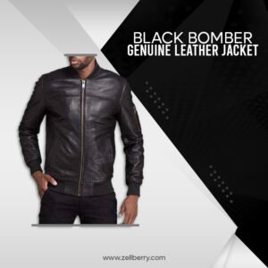 Black Bomber Genuine Leather Jacket