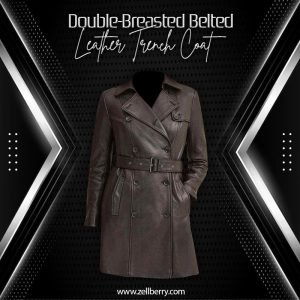 Double-Breasted Belted Leather Trench Coat