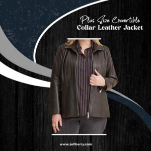 Plus Size Convertible Collar Leather Jacket