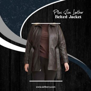 Plus Size Leather Belted Jacket