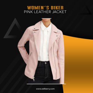 Women’s Biker Pink Leather Jacket