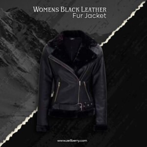 Womens Black Leather Fur Jacket