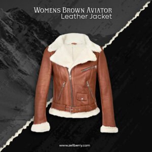 Womens Brown Aviator Leather Jacket