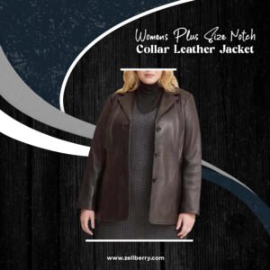 Womens Plus Size Notch Collar Leather Jacket