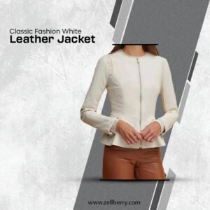 Classic Fashion White Leather Jacket