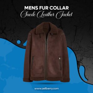 Mens Fur Collar Suede Leather Jacket