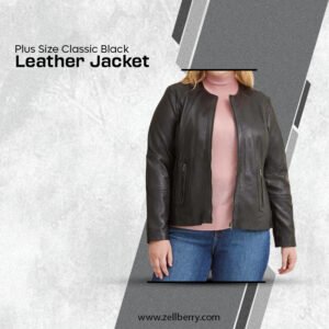 Plus Size Classic Black Leather Jacket