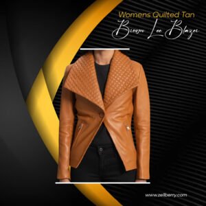 Womens Quilted Tan Brown Lee Blazer