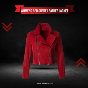 Womens Red Suede Leather Jacket