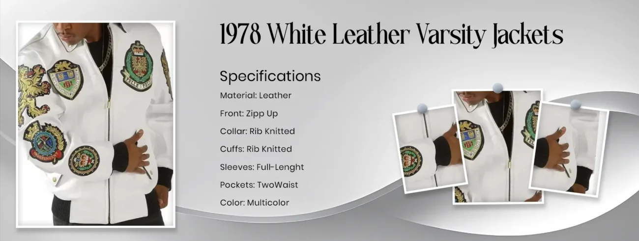 1978 White Leather Varsity Jackets