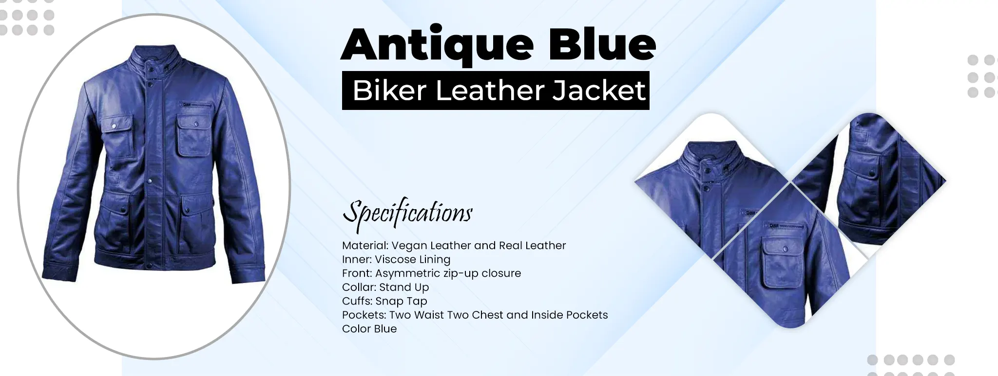 Antique Blue Biker Leather Jacket