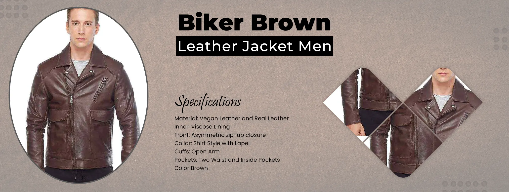 Biker Brown Leather Jacket Men