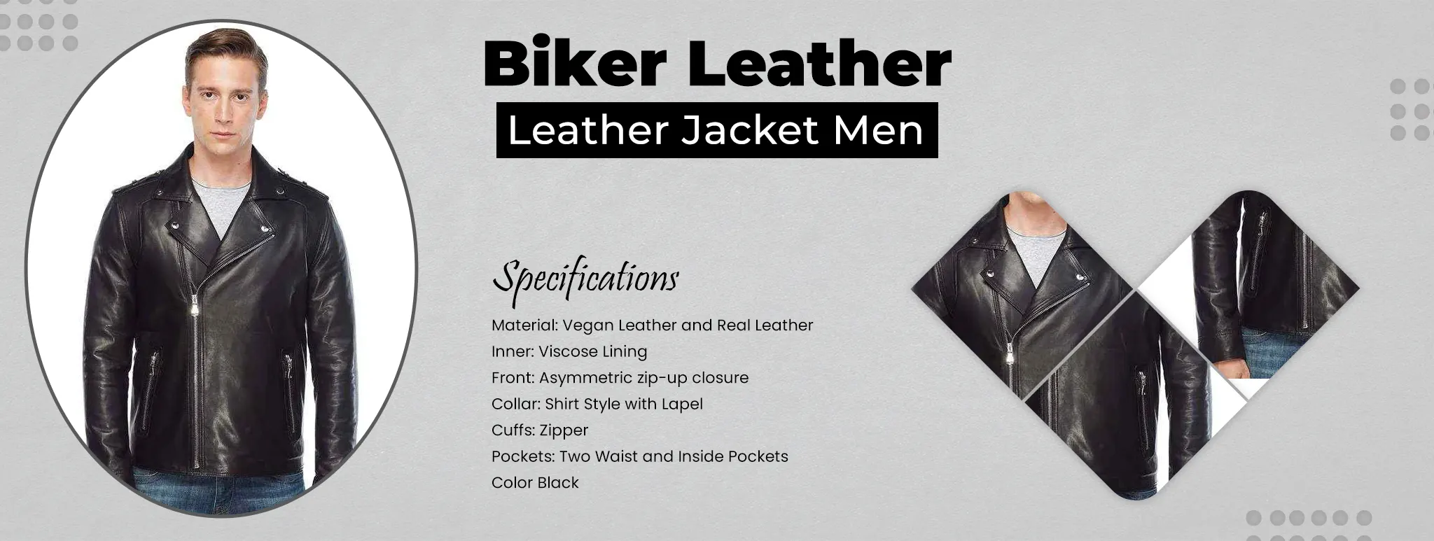 Biker Leather Jacket Black Men