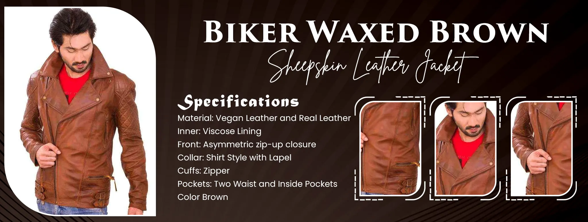 Biker Waxed Brown Sheepskin Leather Jacket