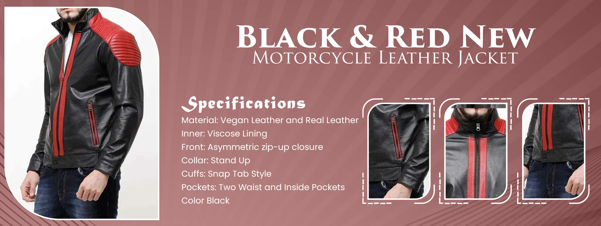 Red New Motorcycle Leather Jacket