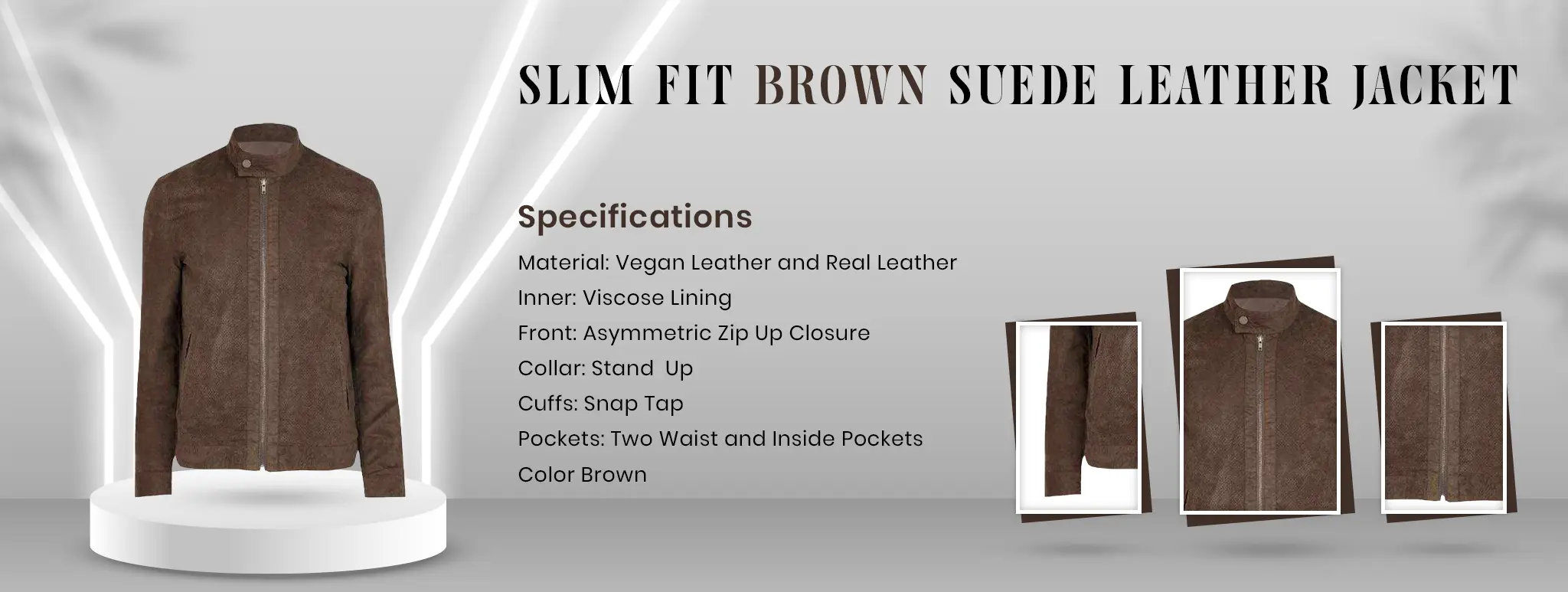 Slim Fit Brown Suede Leather Jacket