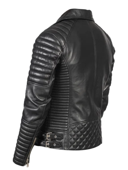 Armand Black Leather Biker Jacket Back