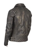 Armand Distressed Brown Leather Biker Jacket Back