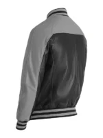 Black And Grey Leather Varsity Jacket 2