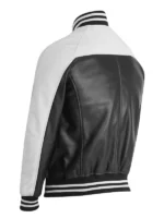 Black And White Leather Varsity Jacket