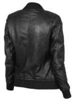 Bliss Black Leather Bomber Jacket back