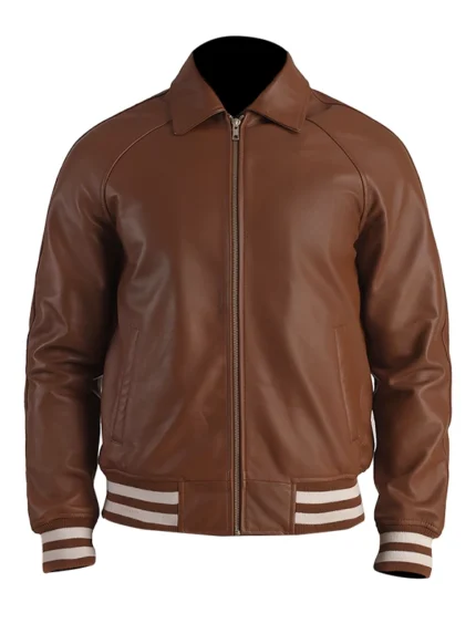 Brown Leather Varsity Jacket Walton