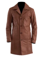 Don Long Brown Leather Coat Mens