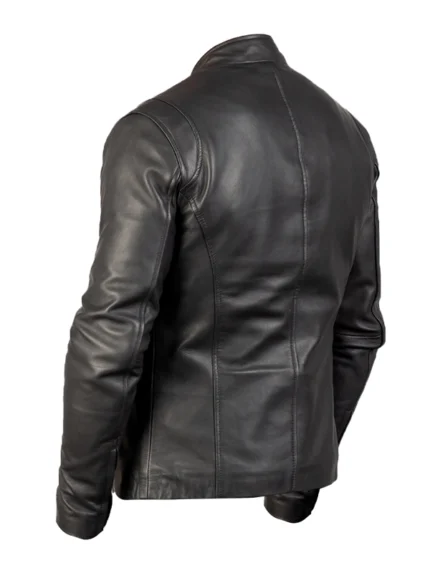 Ionic Black Leather Jacket Back