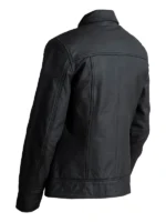 Lavendard Matte Black Leather Biker Jacket Back