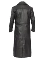 Men's Black Leather Trench Coat 2