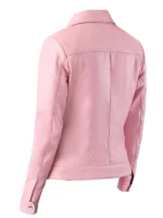 Pink Classic Leather Jacket With Collar 2