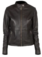 Rave Brown Leather Biker Jacket Womens