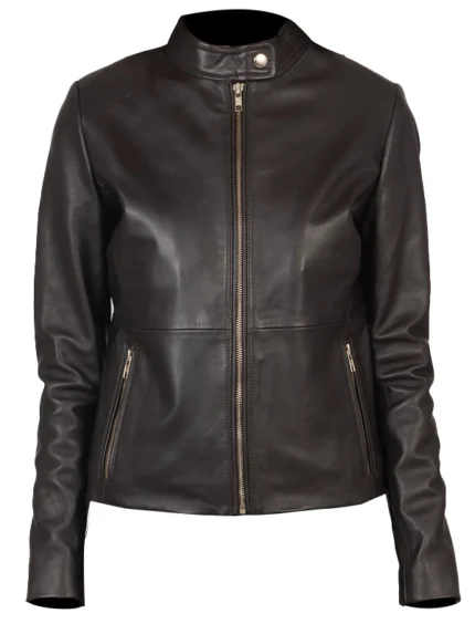 Rave Brown Leather Biker Jacket Womens