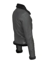 Sherilyn B-3 Distressed Black Leather Bomber Jacket back