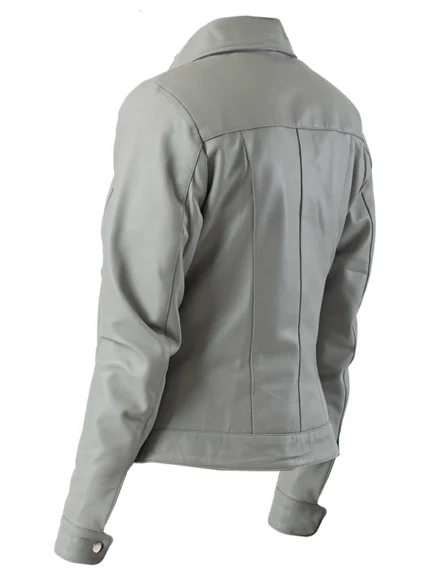 Vixen Grey Classic Collar Leather Jacket