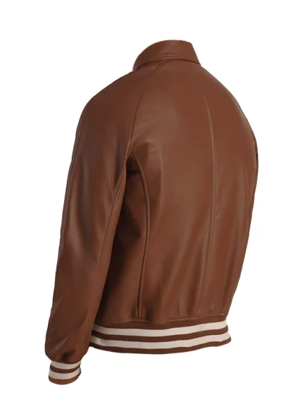 Walton Brown Leather Varsity Jacket back