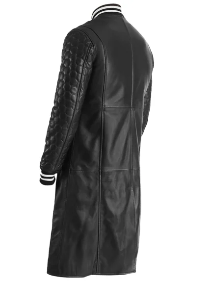 Wilde Black Leather Varsity Coat Back