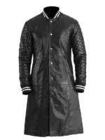 Wilde Black Leather Varsity Coat Mens