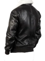 Airin G-1 Black and White Mens Leather Bomber Jacket back