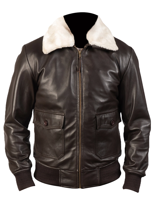 Airin G-1 Mens Brown Leather Bomber Jacket front