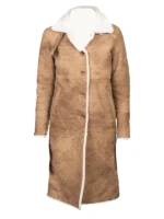 Alina Brown Leather Shearling Coat front