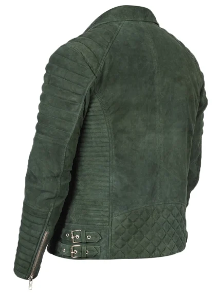 Armand Green Suede Biker Jacket Front