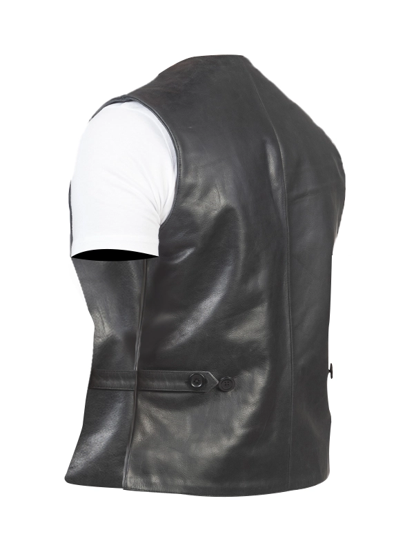 Auden Black Leather Vest Mens