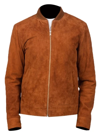 Blain Brown Suede Bomber Jacket front