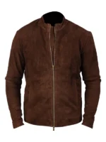 Suede Leather Biker Jacket front