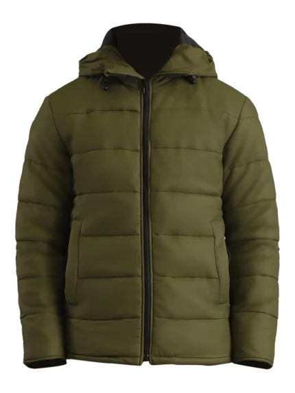 Erico Men's Green Puffer Jacket with Hood Front