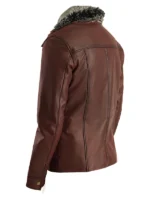 Evan Hart Brown Leather Jacket with Fur back