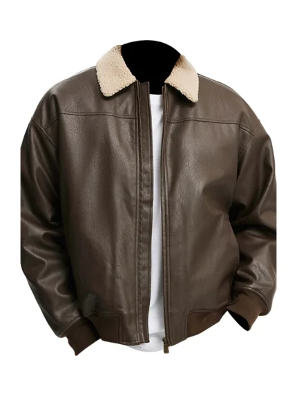 Faux Leather Flight Jacket Men