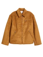 Faux Shearling-Lined Faux Suede Jacket